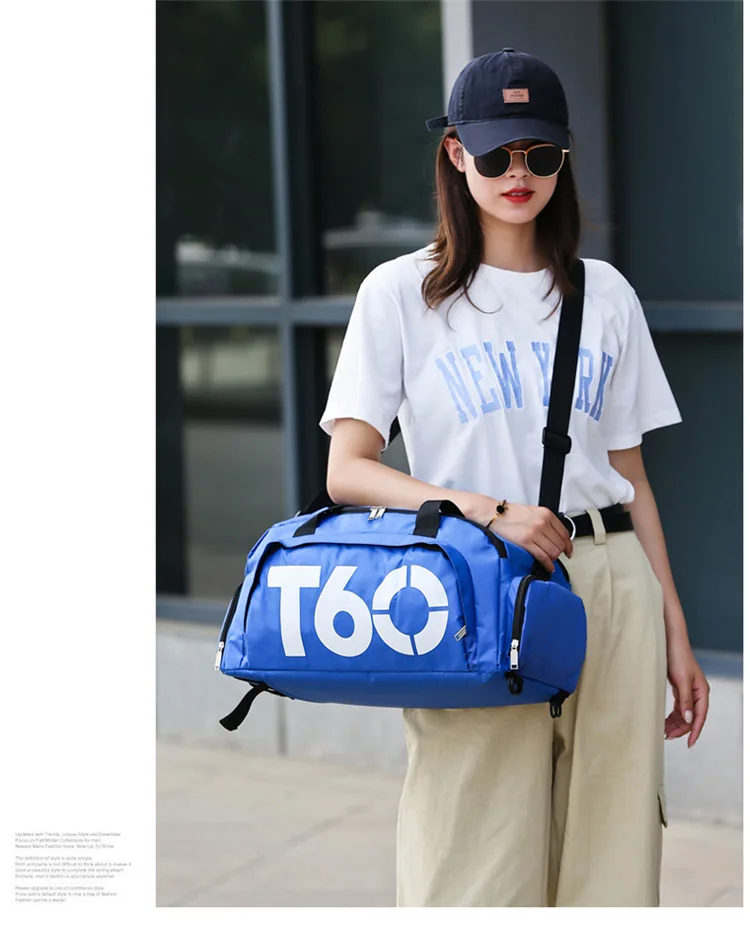 (Blue)Gym Bags Waterproof Fitness Bag Men Women Sports Bag