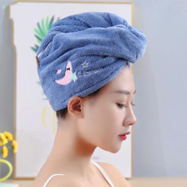 ( নীল কালার ) Microfiber Shower Cap Hair Towel for Women and Girl's
