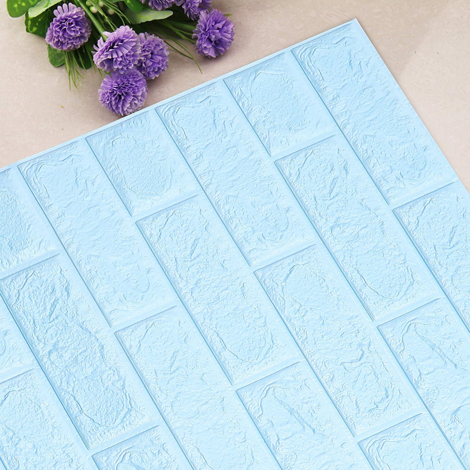 ১ পিস ( ৪ স্কয়ার ফুট  - নীল কালার ) Brick Pattern Sticker Waterproof Sticker